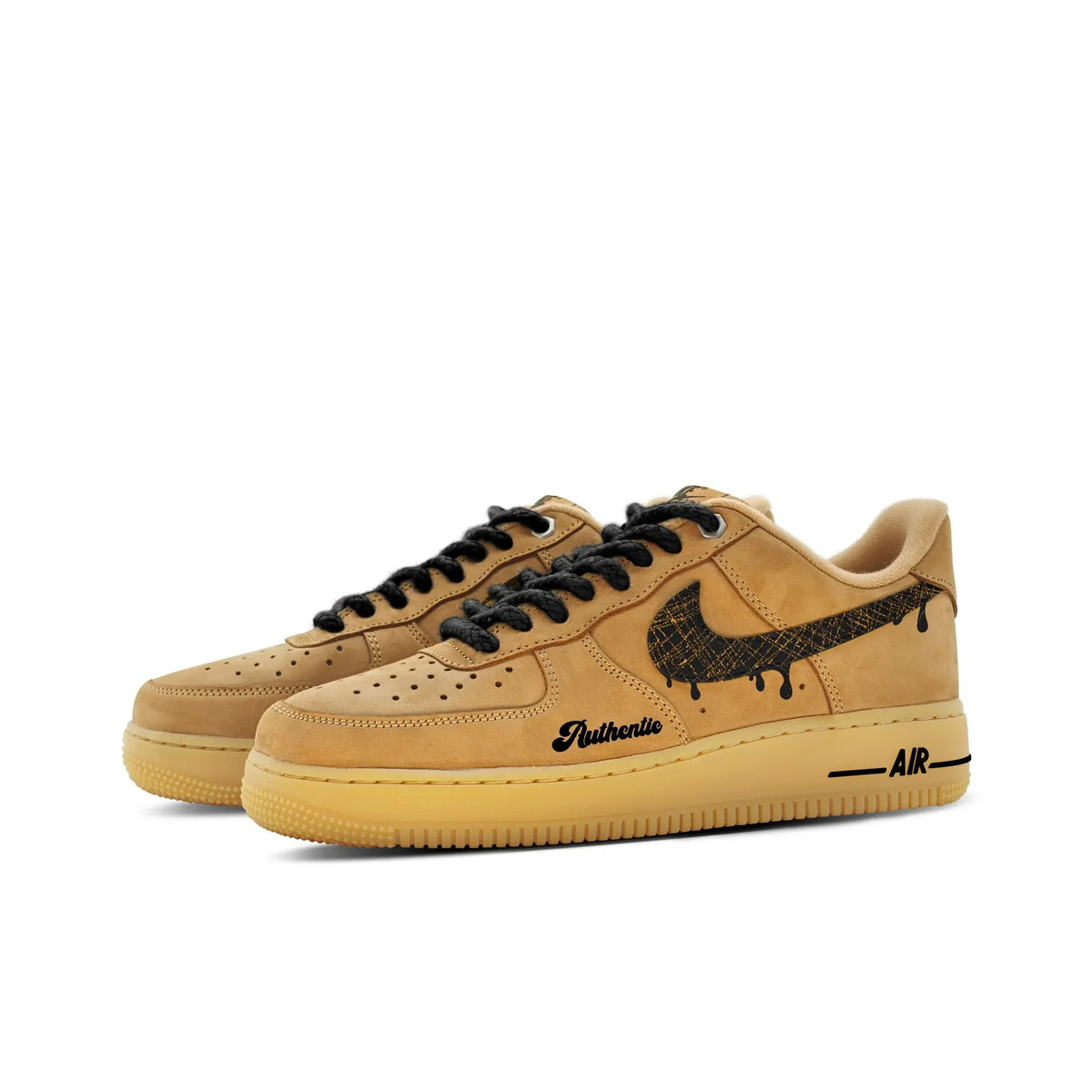 [Customized Golden Wheat Waves] Air Force 1 Low-top Shoes Unisex Sneakers Brown