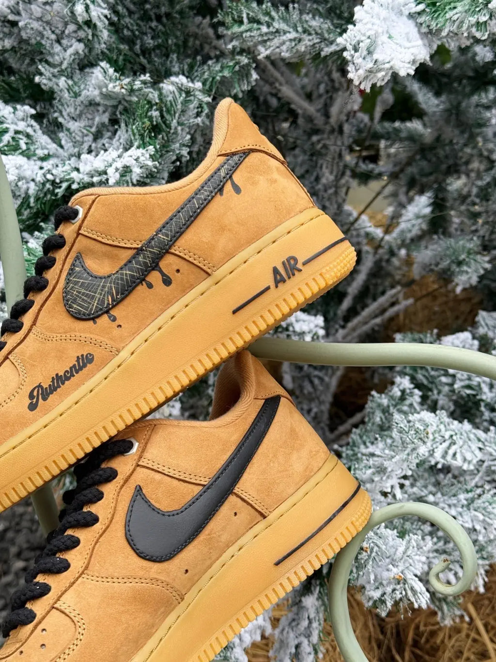 [Customized Golden Wheat Waves] Air Force 1 Low-top Shoes Unisex Sneakers Brown