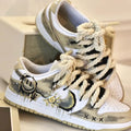 [Custom Smiley Face Graffiti] Dunk Skateboarding Shoes Unisex Distressed Style Yellow