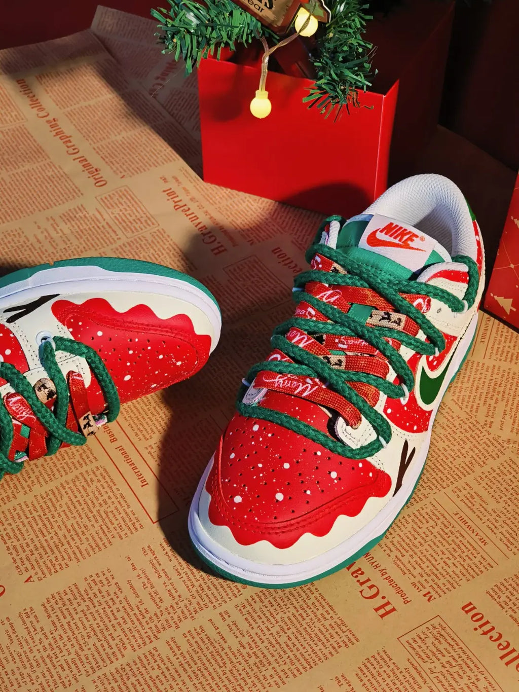 [Custom Christmas Reindeer] Dunk Women's Skateboarding Shoes Low-top