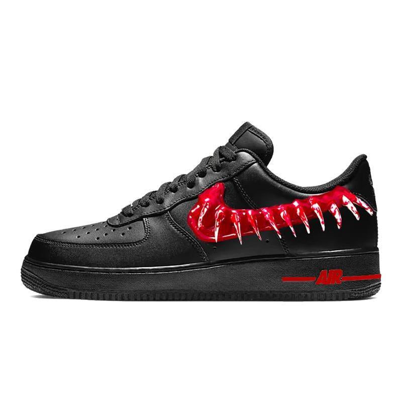 [Custom Women's Bloodstained Teeth 2.0]  Air Force 1 Skateboarding Shoes Women's Low-top Black