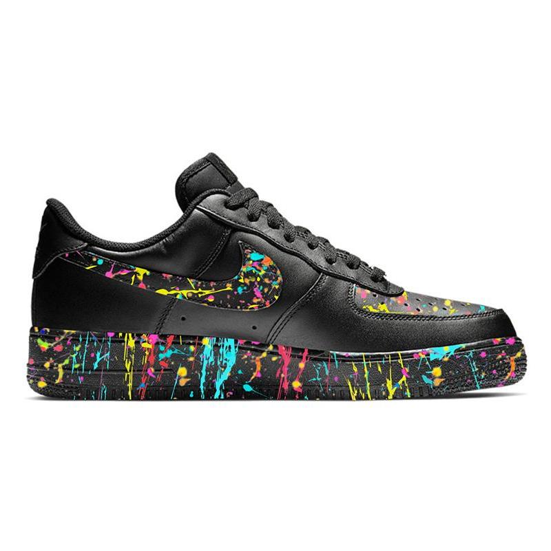 [Custom Men's artist series graffiti black]  Air Force 1 Skateboarding Shoes Men Low-top Black