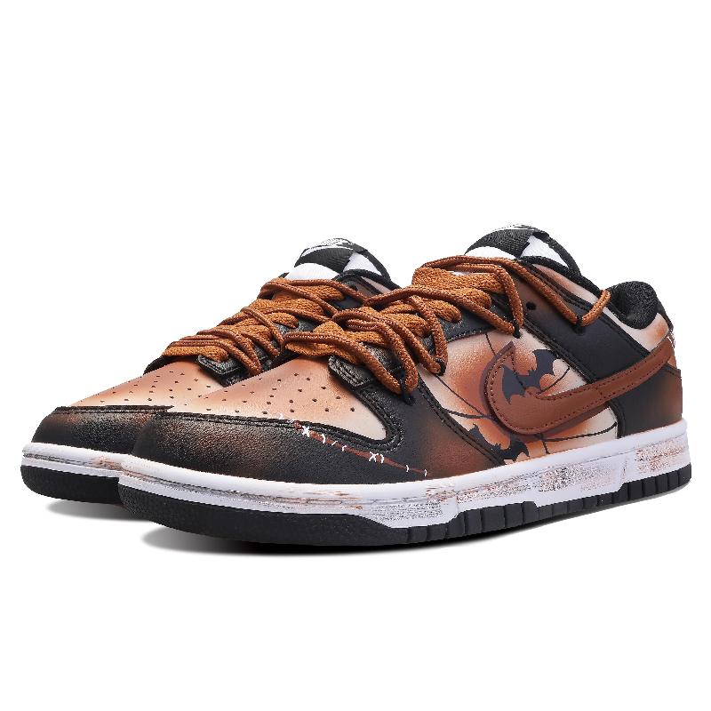 [Custom Female midnight bat]  Dunk Skateboarding Shoes Women's Low-top Brown