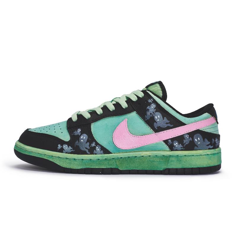 [Custom Female Ghost]  Dunk Skateboarding Shoes Women's Low-top Black/pink