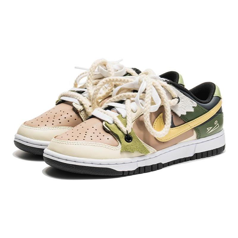 [Custom Female Grassland Ghost S-BOX]  Dunk Skateboarding Shoes Women's Low-top Brown/Green