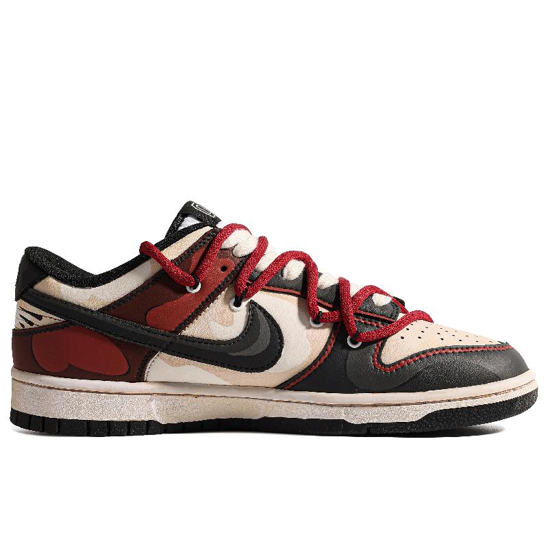 [Custom SHOHOKUS]  Dunk Skateboarding Shoes Women's Low-top Black/Red