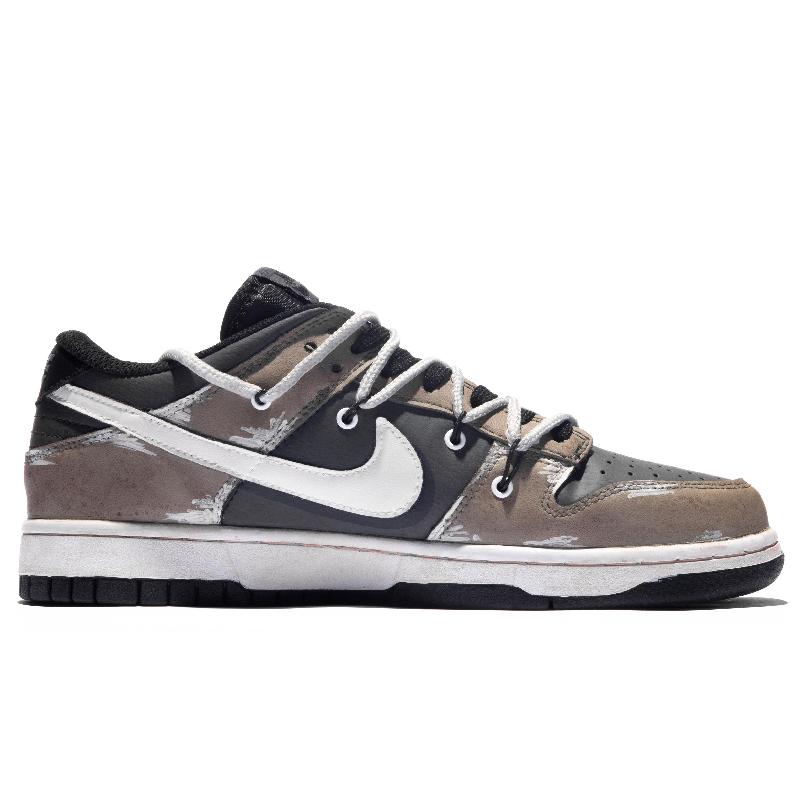 [Custom Cover]  Dunk Skateboarding Shoes Low-top Beige/black/brown