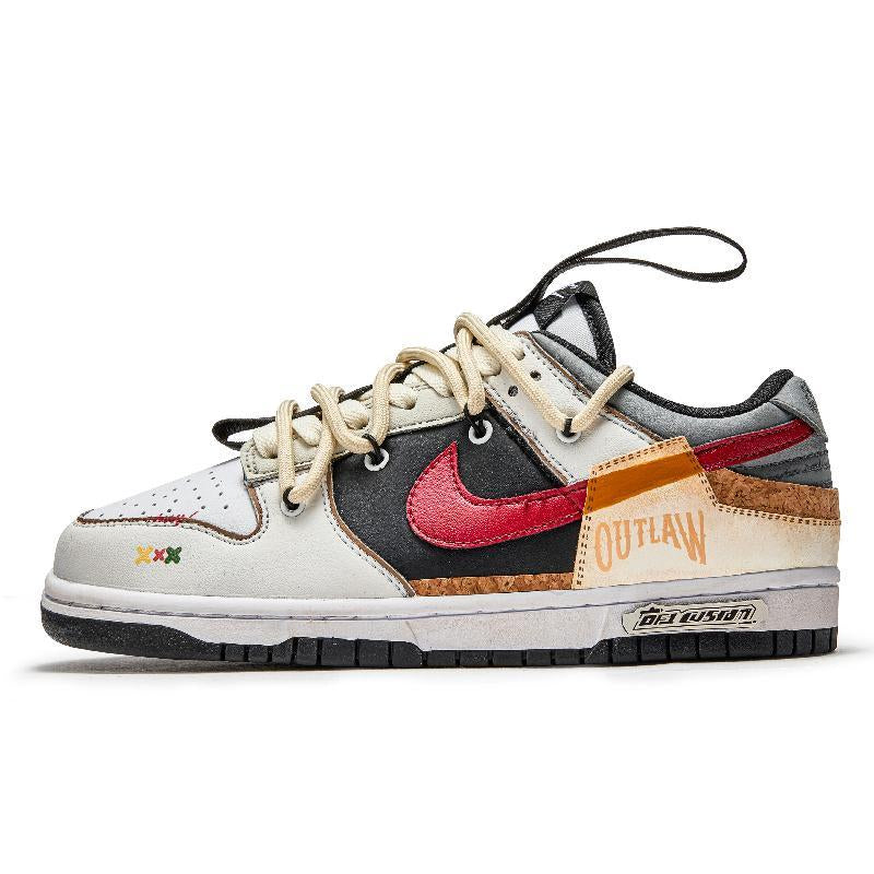 [Custom Midnight dusk]  Dunk Skateboarding Shoes Unisex Low-top Beige/Yellow