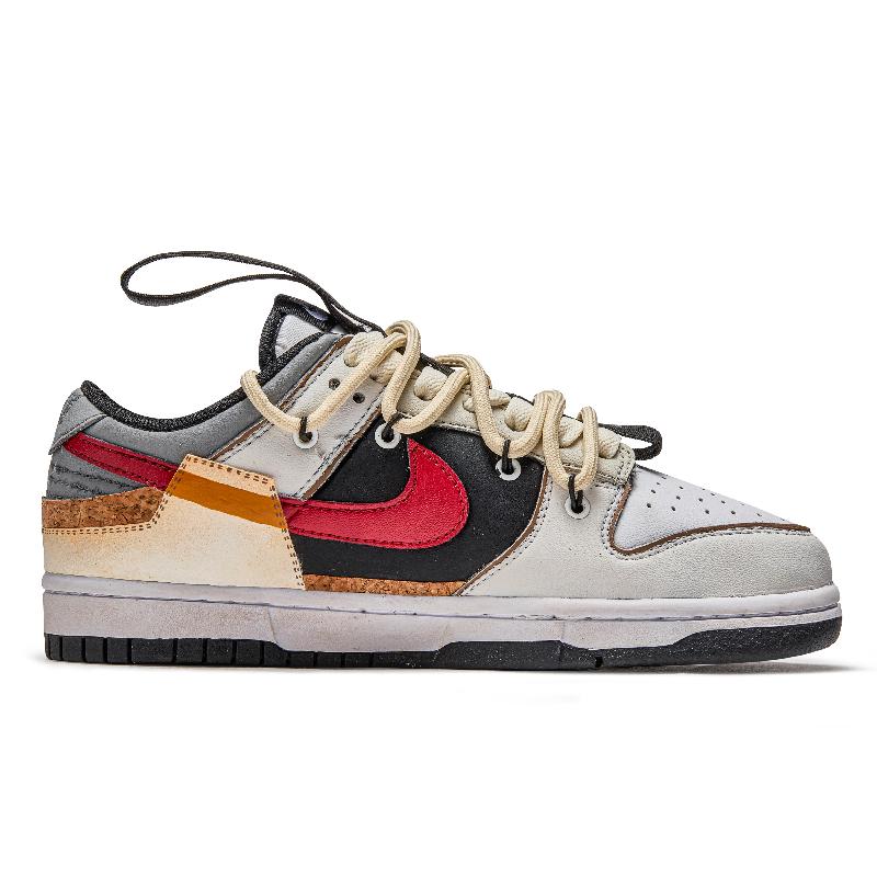 [Custom Midnight dusk]  Dunk Skateboarding Shoes Unisex Low-top Beige/Yellow