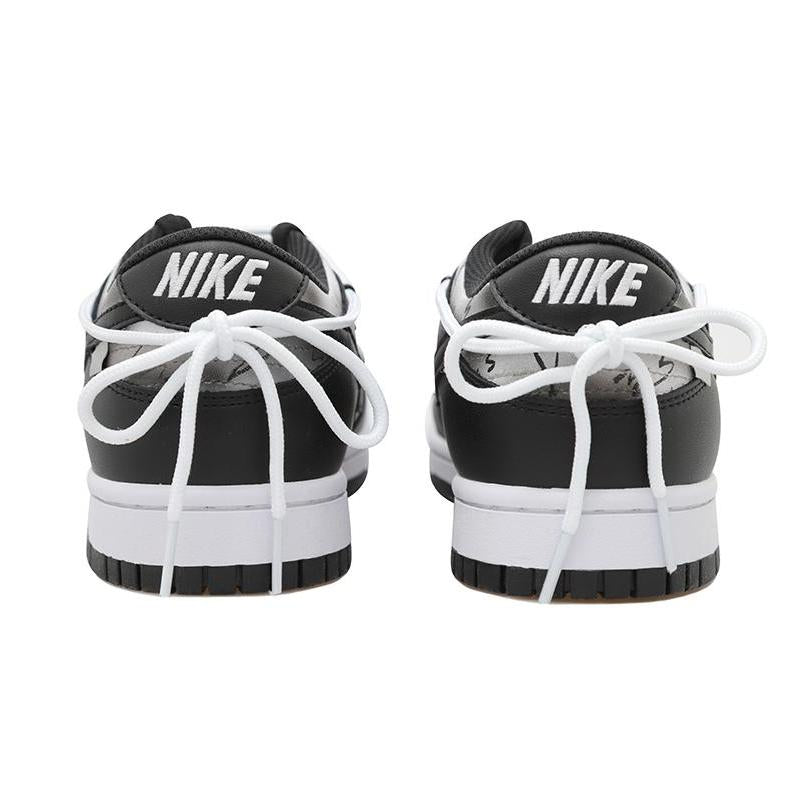 [Custom Cool black smudged female S-BOX]  Dunk Skateboarding Shoes Women's Low-top Black/white