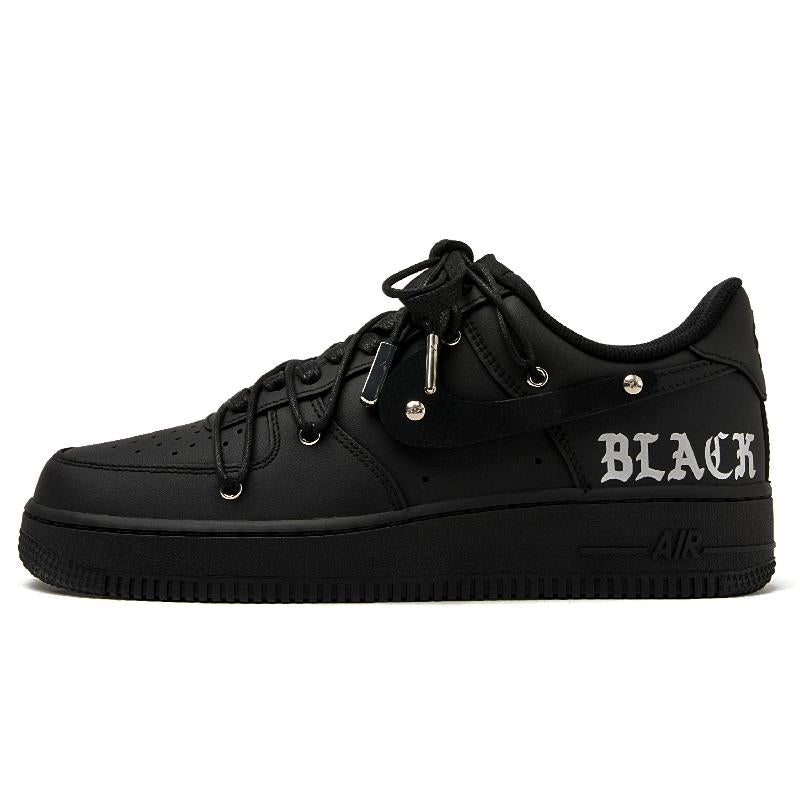 [Custom 3D Black and silver]  Air Force 1 Skateboarding Shoes Unisex