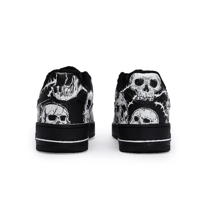 [Custom Men's Dark Ghost]  Air Force 1 Skateboard Shoes Unisex Low-Top White