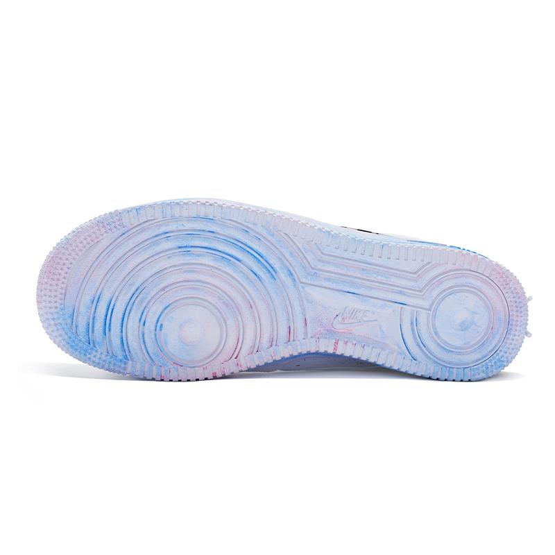 [Custom Men's marshmallow graffiti blue powder]  Air Force 1 Skateboarding Shoes Men