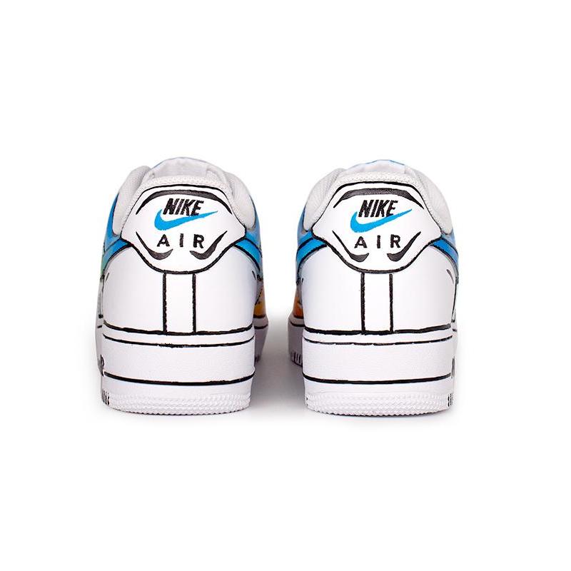 [Custom Orange, yellow and blue comic style] Male  Air Force 1 Low Skate shoes
