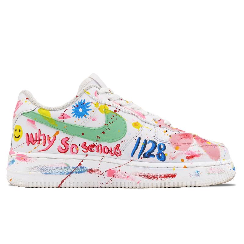 [Custom Color Graffiti]  Air Force 1 Skateboarding Shoes Men Low-top Red