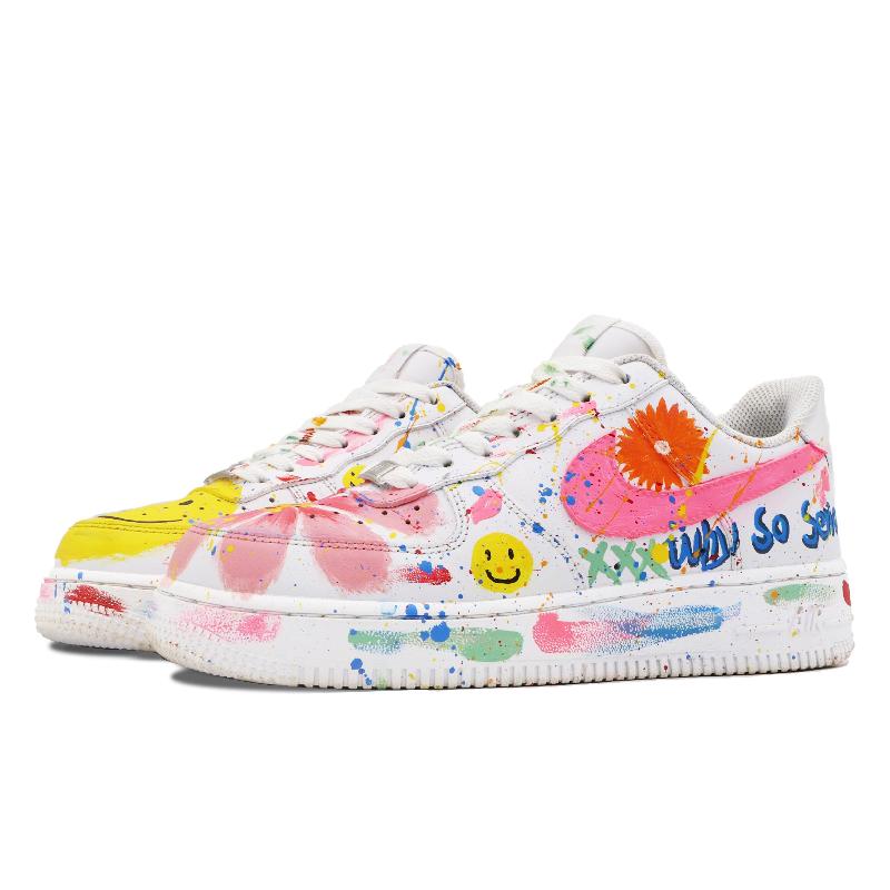 [Custom Color Graffiti]  Air Force 1 Skateboarding Shoes Men Low-top Red
