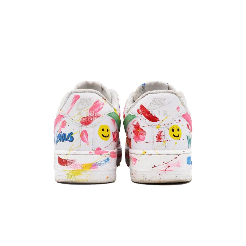[Custom Color Graffiti]  Air Force 1 Skateboarding Shoes Men Low-top Red