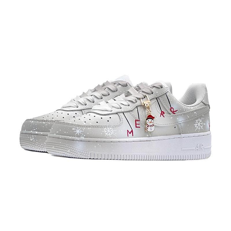 [Custom Christmas Eve]  Air Force 1 Skateboarding Shoes Men Low-top White