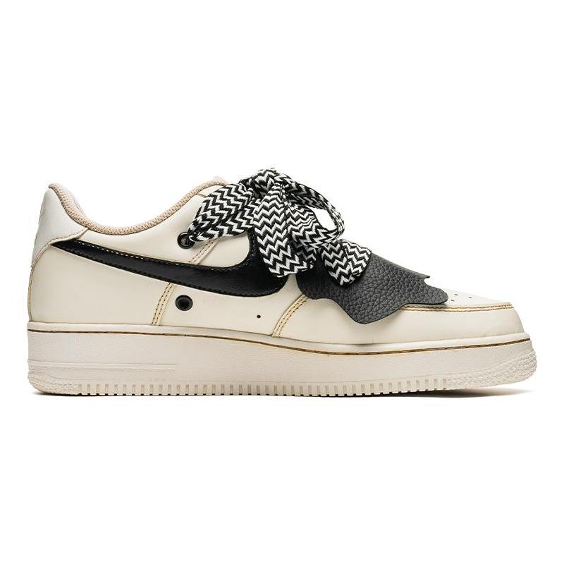 [Custom Happy Coffee dye]  Air Force 1 Skateboarding Shoes Men Low-top Beige/White