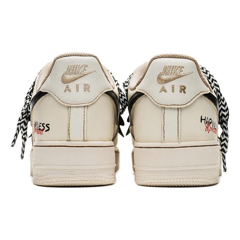 [Custom Happy Coffee dye]  Air Force 1 Skateboarding Shoes Men Low-top Beige/White