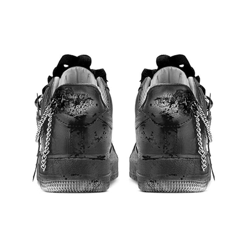 [Custom Men's cross black and grey]  Air Force 1 Skateboarding Shoes Men Low-top Black/Gray