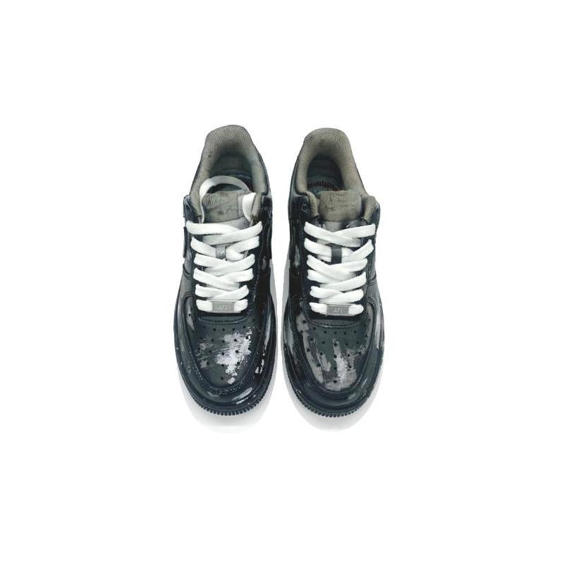 [Custom Men's style with aged scratches in black]  Air Force 1 Skateboarding Shoes Men Low-top Black