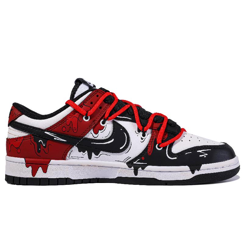 [Custom Men's black and red fluid S-BOX]  Dunk Skateboarding Shoes Men