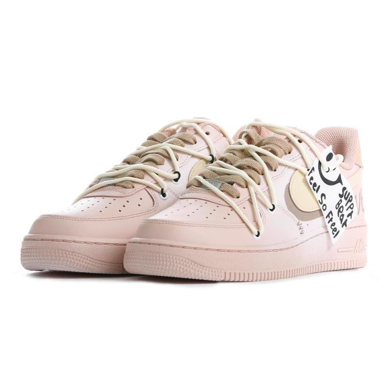 [Custom Pearl Blush]  Air Force 1 Skateboarding Shoes Women's Low-top Yellow/Brown