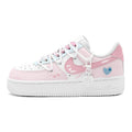 [Custom Blue and Pink heart]  Air Force 1 Skateboarding Shoes Women's Low-top Blue/pink/white