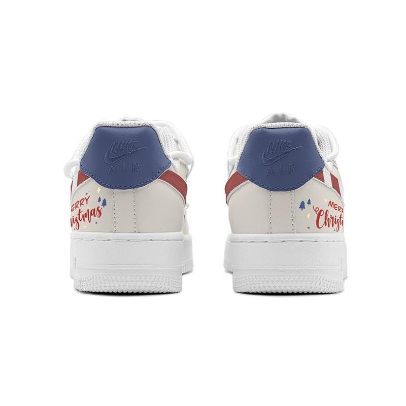 [Custom Deconstructing the Christmas striped woman]  Air Force 1 Skateboarding Shoes Women's Low-top Blue