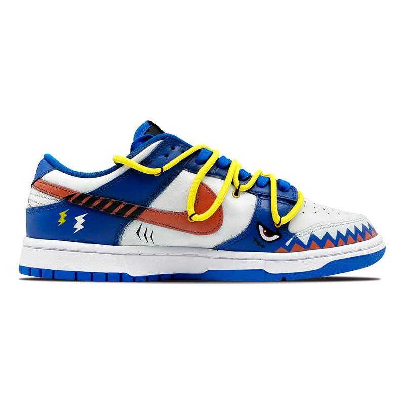 [Custom Men's SharkOW blue and white]  Dunk Skateboarding Shoes Men