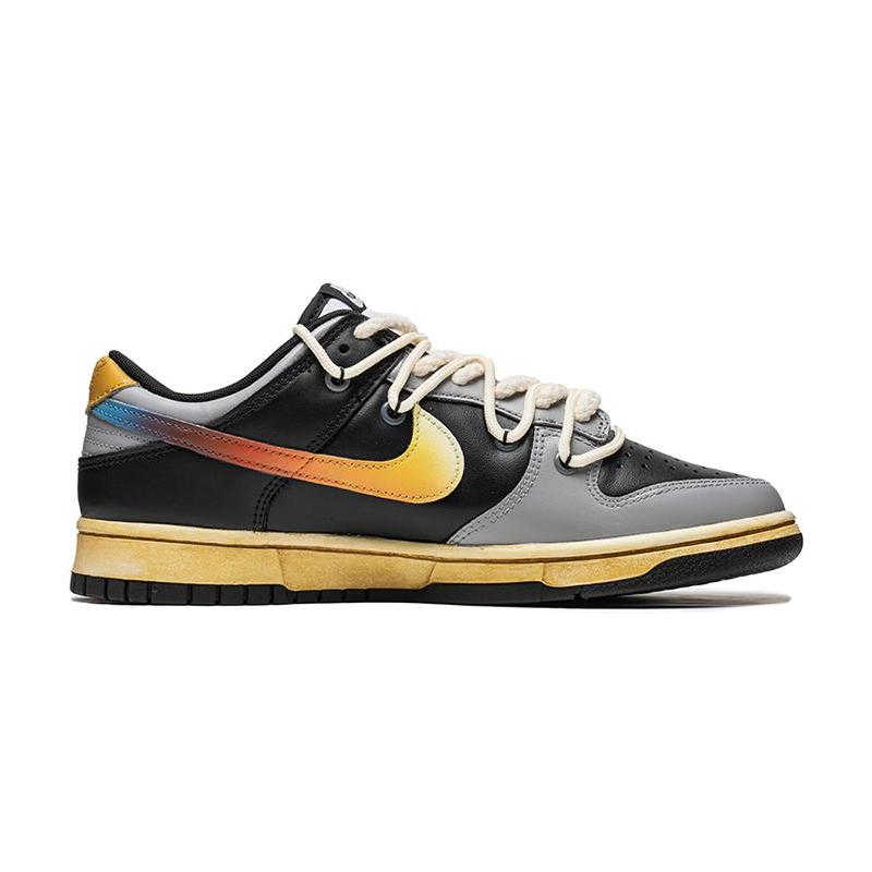 [Custom Men's style: Dazzling grey and black]  Dunk Skateboarding Shoes Men Low-top Gray