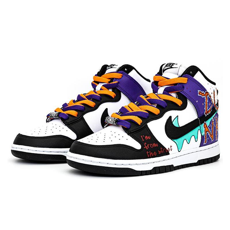 [Custom Street English Graffiti hand-drawn A]  Dunk Skateboarding Shoes Men