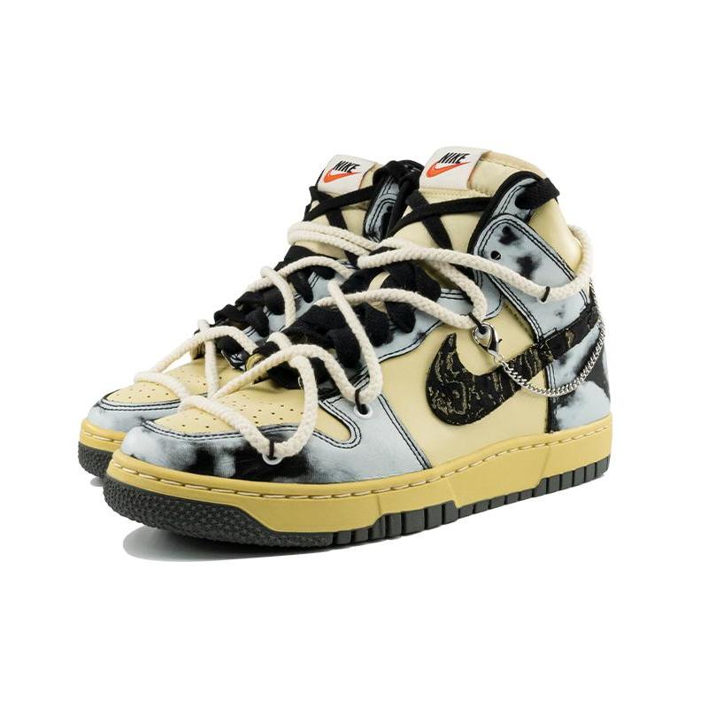 [Custom Mist shadow]  Dunk Skateboarding Shoes Unisex High-top Black/Grey/Beige