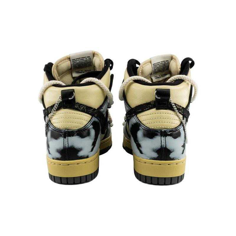 [Custom Mist shadow]  Dunk Skateboarding Shoes Unisex High-top Black/Grey/Beige