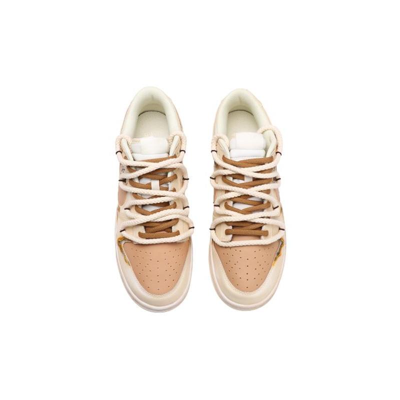 [Custom Men's roasted rice palm]  Dunk Skateboarding Shoes Men Low-top Beige/Brown