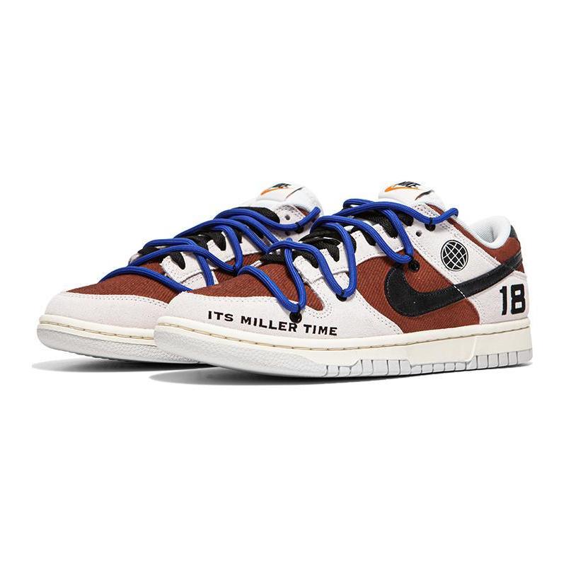 [Custom Men's red racing car]  Dunk Skateboarding Shoes Men Low-top Beige/Red
