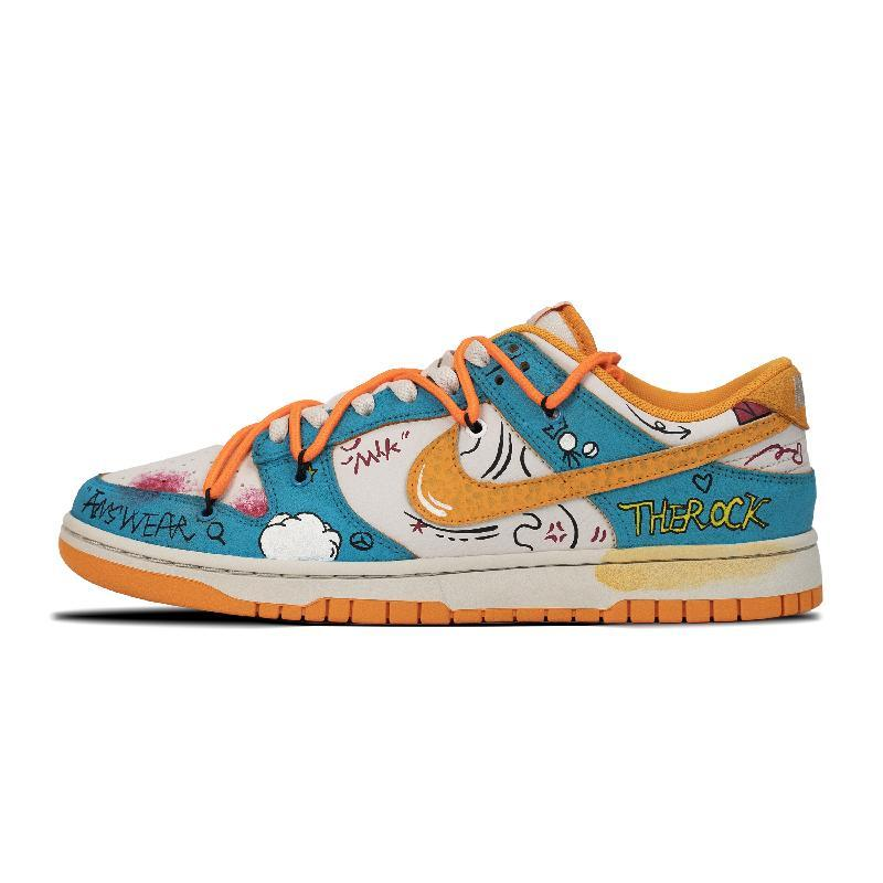 [Custom Men's color-blocking graffiti]  Dunk Skateboarding Shoes Men