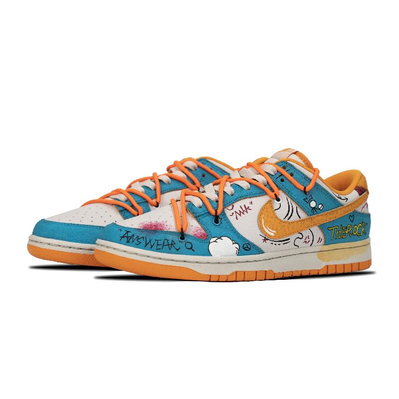 [Custom Men's color-blocking graffiti]  Dunk Skateboarding Shoes Men