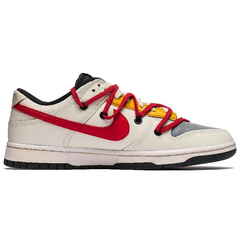 [Custom The male model's battle damage is as high as white and blue]  Dunk Skateboarding Shoes Men Low-top White/Blue/Red
