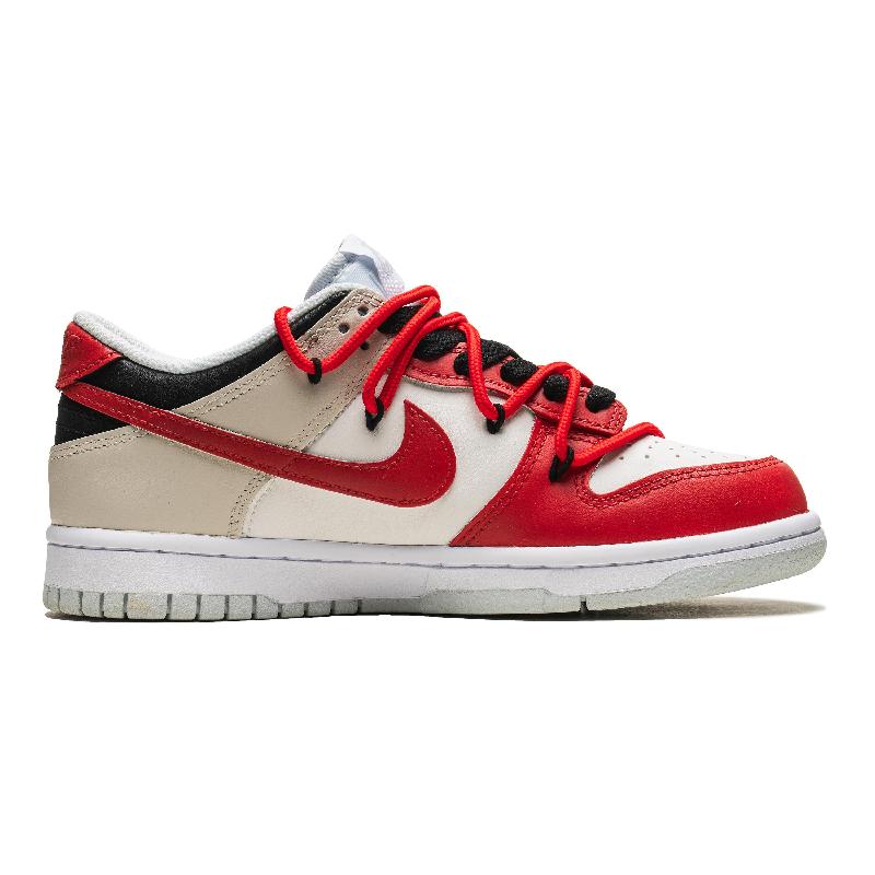 [Custom Men's top-secret racing in white and red]  Dunk Skateboarding Shoes Men Low-top White/red