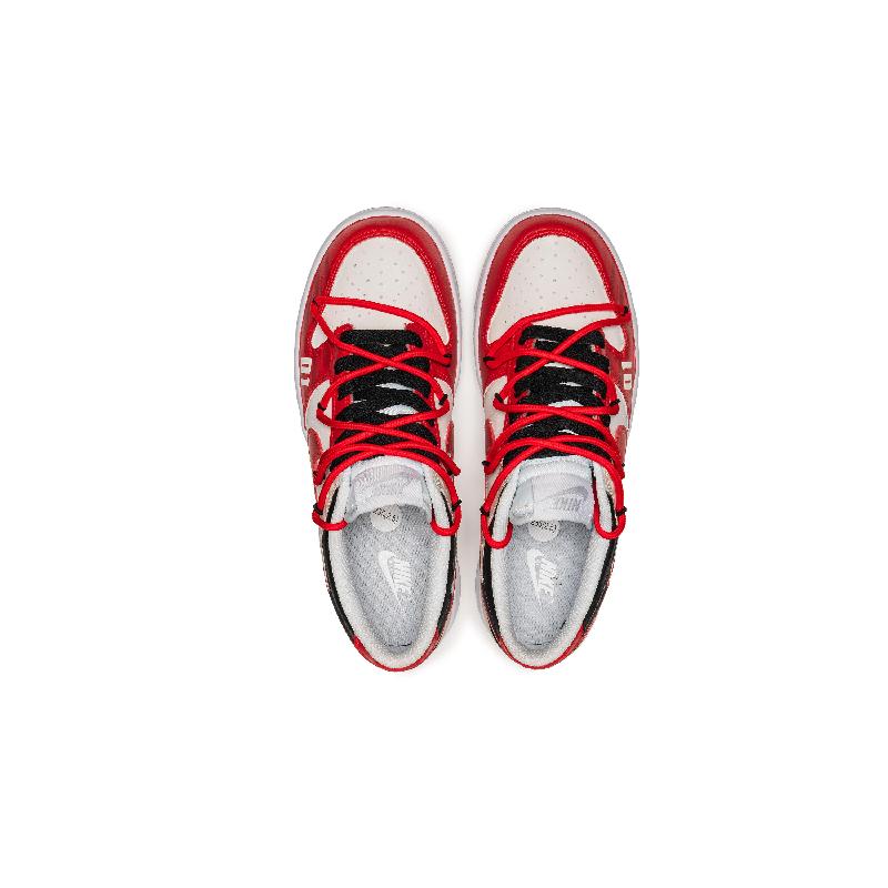 [Custom Men's top-secret racing in white and red]  Dunk Skateboarding Shoes Men Low-top White/red