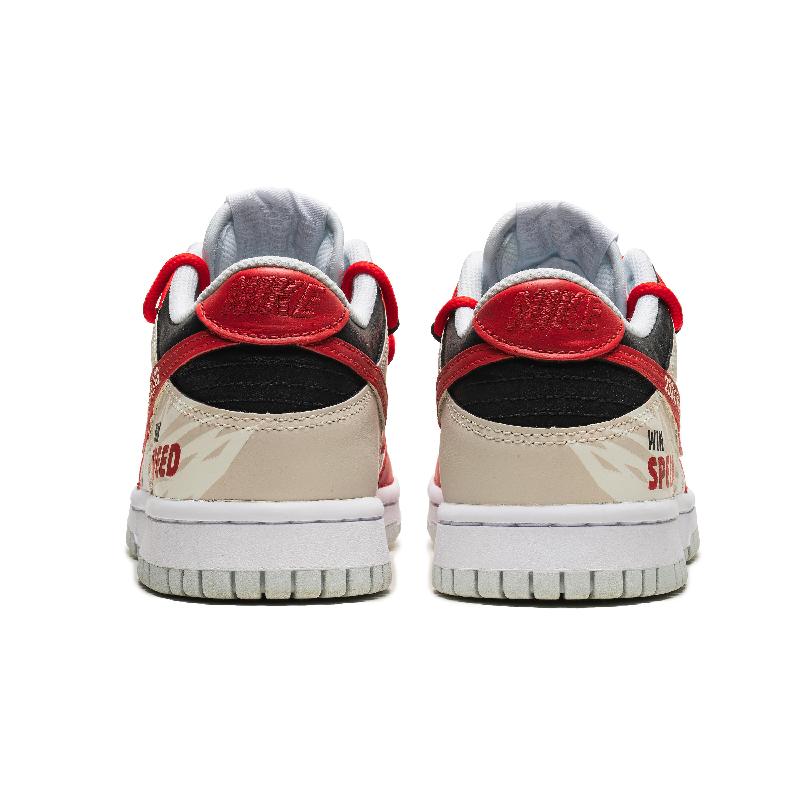 [Custom Men's top-secret racing in white and red]  Dunk Skateboarding Shoes Men Low-top White/red