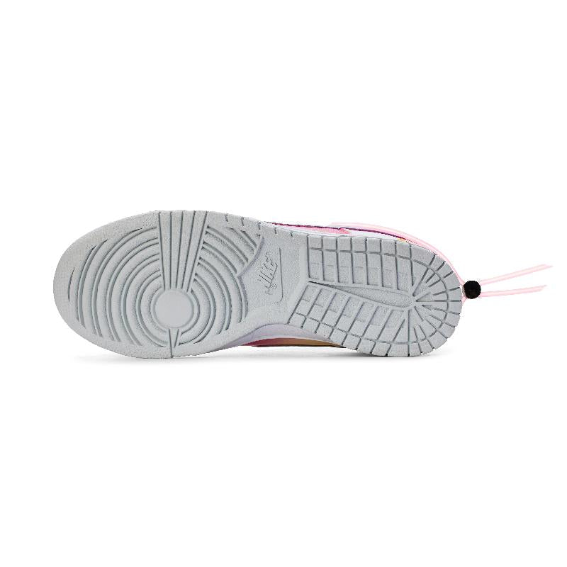 [Custom Pink mesh pattern]  Dunk Skateboarding Shoes Unisex Low-top White/pink/silver