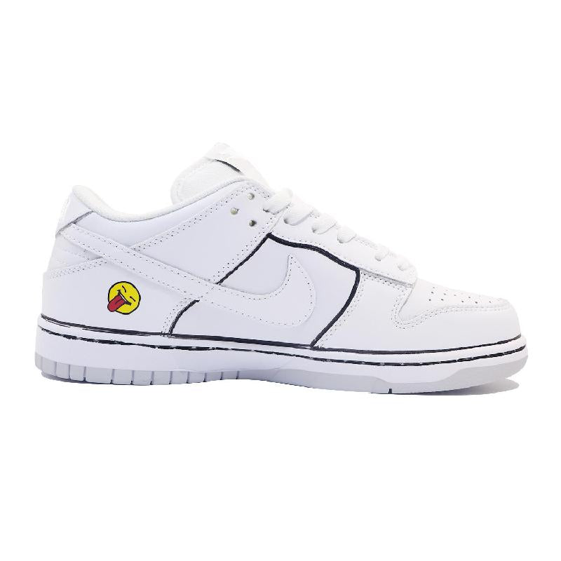 [Custom White 2D hand-drawn pictures]  Dunk Skateboarding Shoes Men Low-top White/yellow/black