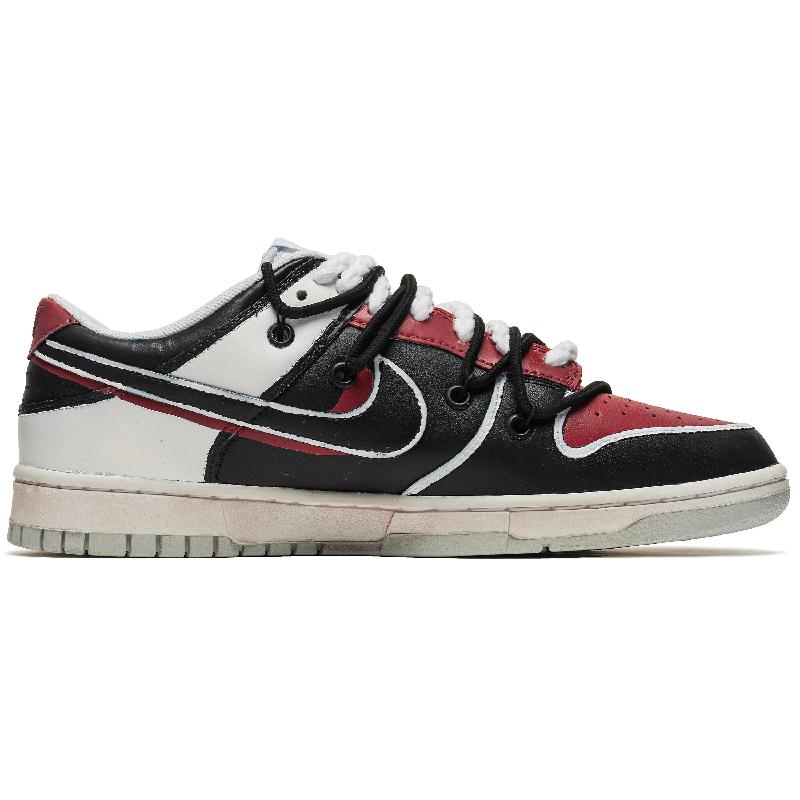 [Custom Men's Halloween spider web]  Dunk Skateboarding Shoes Men Low-top Black/White