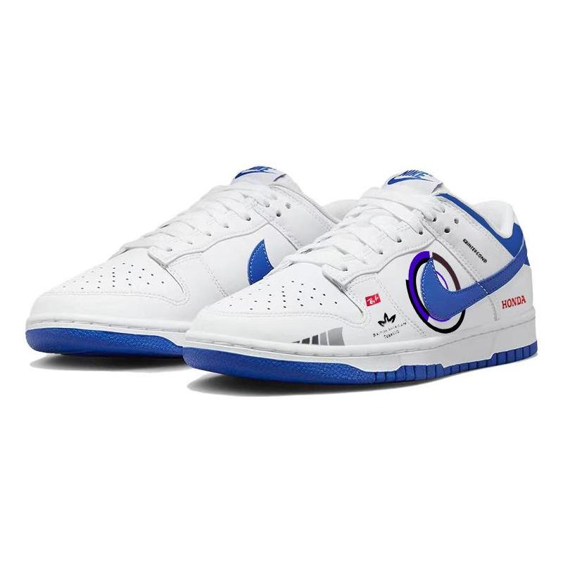 [Custom Red Alert]  Dunk Skateboarding Shoes Men Low-top Blue/white
