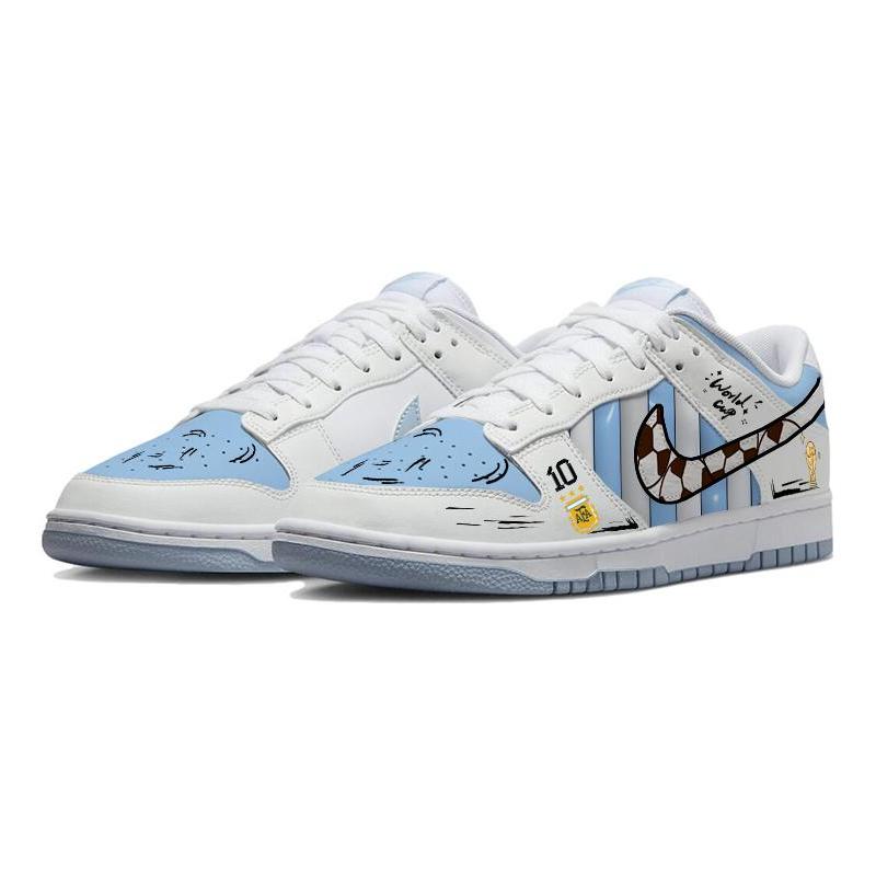 [Custom The Argentina team]  Dunk Skateboarding Shoes Men Low-top Blue/white
