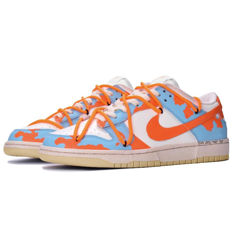 [Custom Rainforest for men and women]  Dunk Skateboarding Shoes Unisex Low-top Blue/Orange