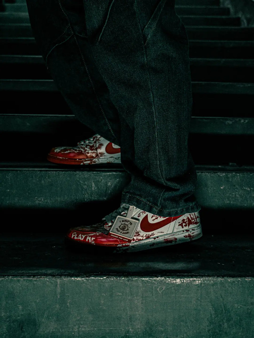 [Custom AF Chainsaw Horror]  Air Force 1 Skateboard Shoes Unisex Low-Top White/Red